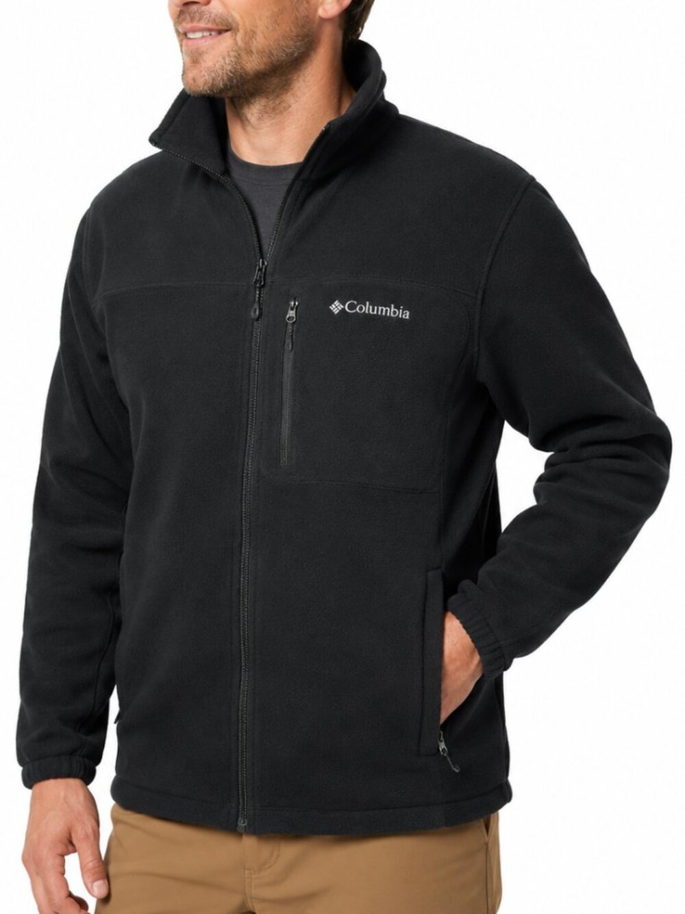 COLUMBIA Omni-Heat Fleece Jacket Black Large Full Zip Interchange Gorpcore